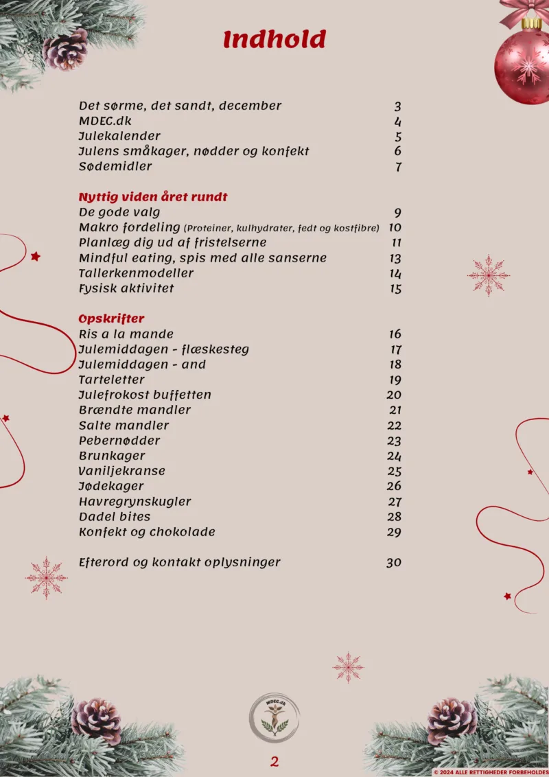 E-bog decembers herligheder - indholdsfortegnelse